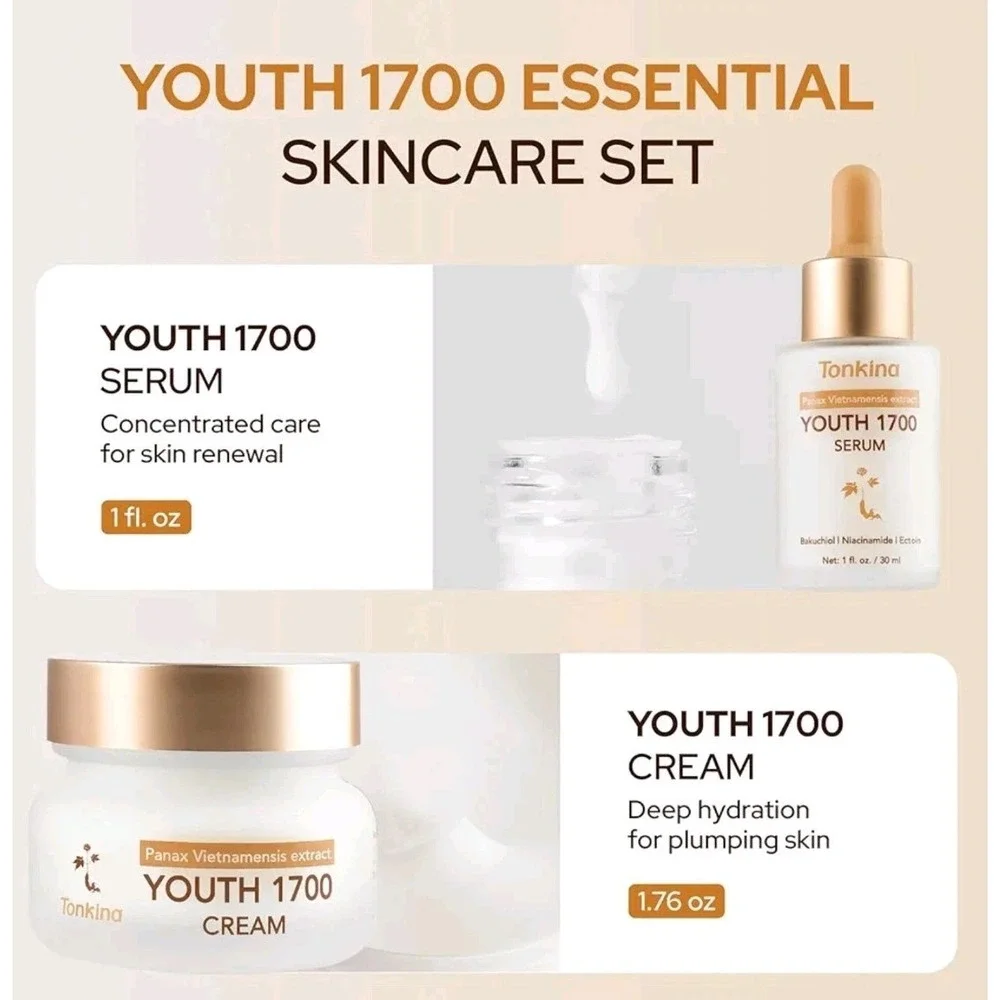 Tonkina 1700 Essential‎ Trio Set Anti Aging Eye Cream Serum Moisturizer Gift Set